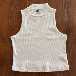 Old Navy White Sleeveless Rib-Knit Mock-Neck T-Shirt